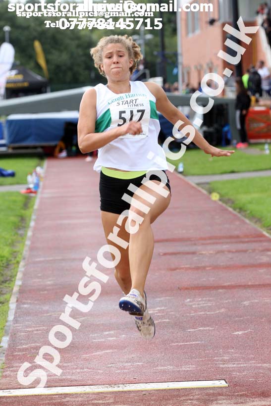Womens under-17s long jump, Northern Under-17s/U-15s and U13s Champs, Leigh Sports Village, Leigh. Photo: David T. Hewitson/Sports for All Pics